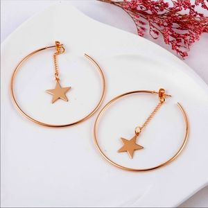 Gold Star Chain Drop Dangle Earring set